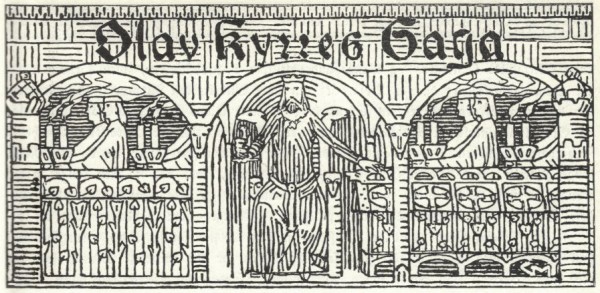 Illustrasjon (tittelfrise) av Gerhard Munthe fra Snorre Sturluson: Heimskringla, J.M. Stenersen & Co, 1899. Ingen opphavsrett grunnet alder.