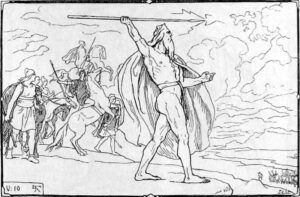 Odin kaster spydet mot vanene